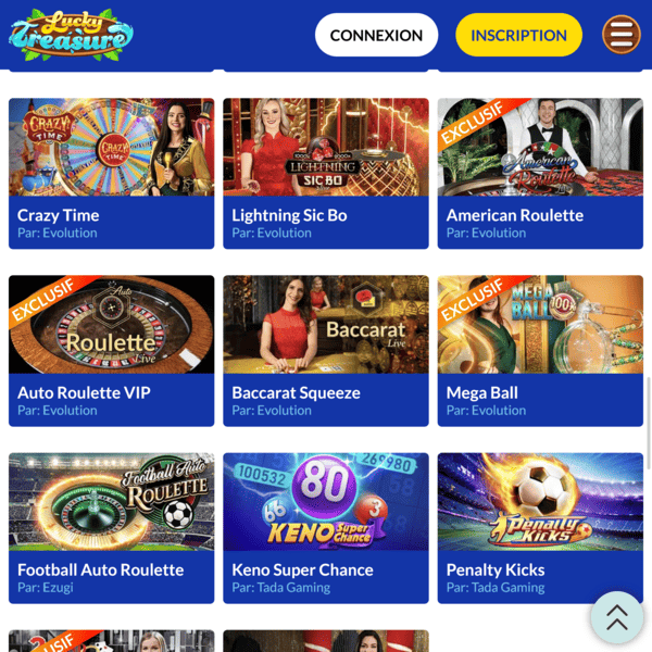 Lucky Treasure Casino — Tous les jeux, grille 2